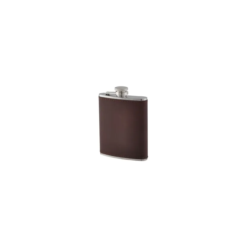 Certifié FLASQUE INOX GAINEE CUIR 180 ML