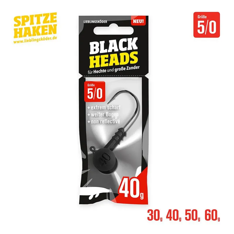 Meilleure Vente Lieblingsköder Spitze Haken Blackheads 5/0 - Tête plombée