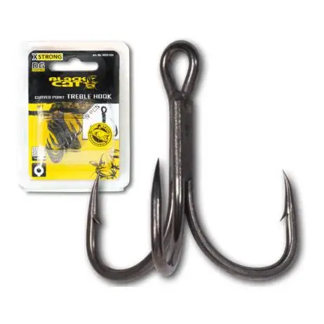 Retour Gratuit Black Cat Curved Point Treble Hook DG