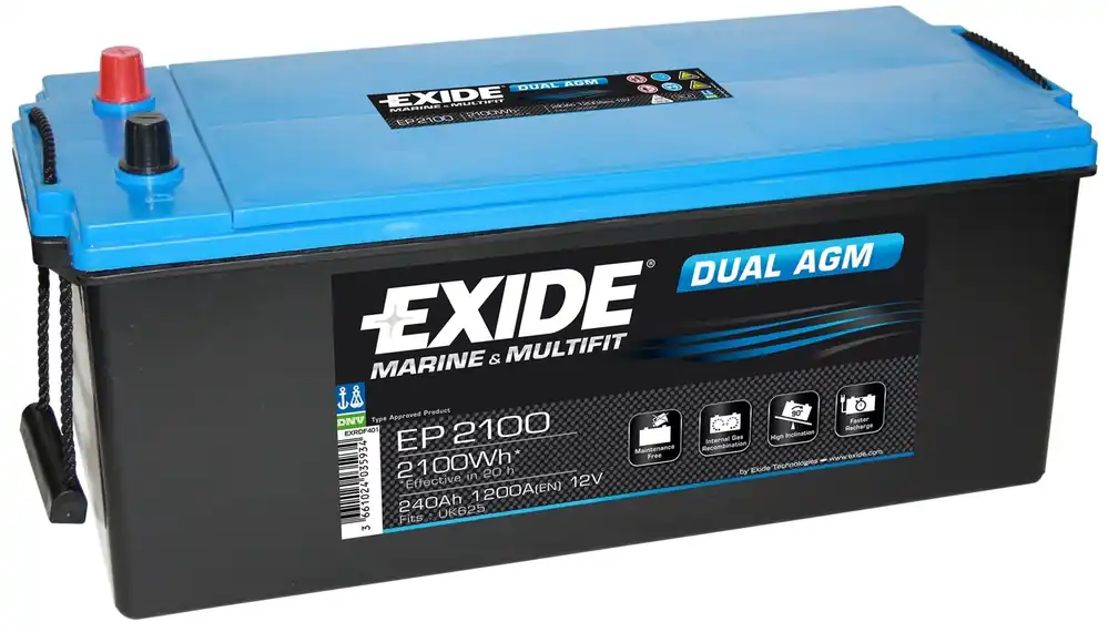 Batterie Exide Dual AGM 240AH - EP2100 Expédition Rapide