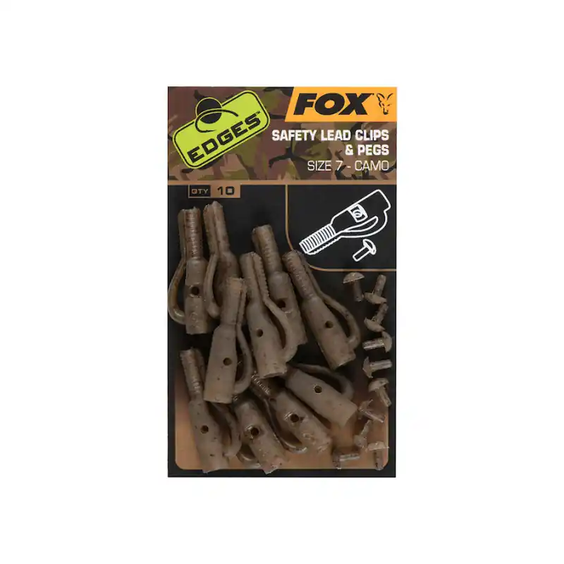 Marque Clip Plomb FOX Safety Lead Clips & Pegs Camo taille 7