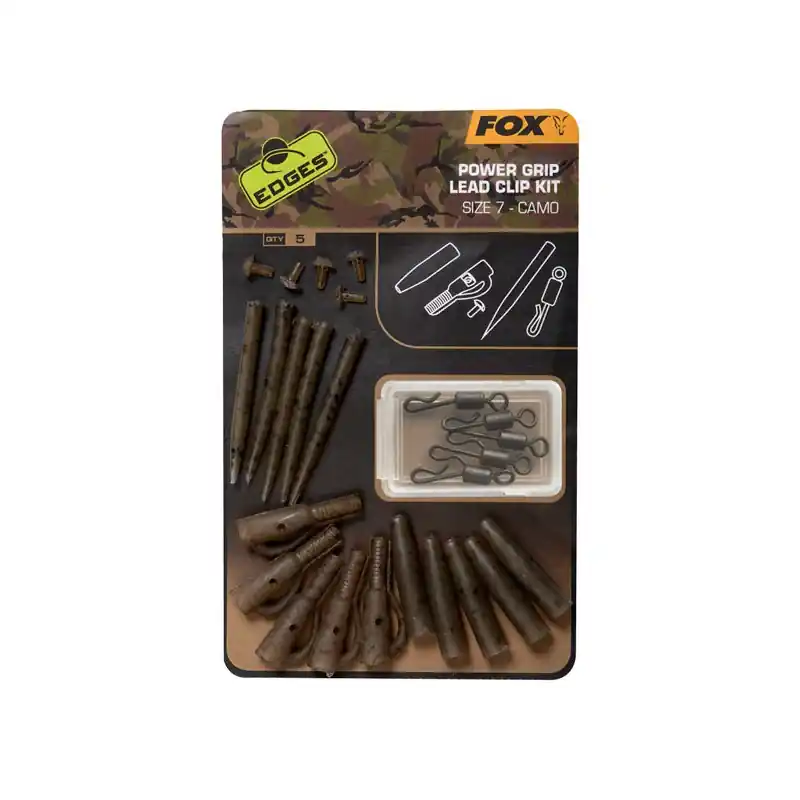 Authentique Kit Clip Plomb FOX Edges Power Grip Lead Clip Kit Camo