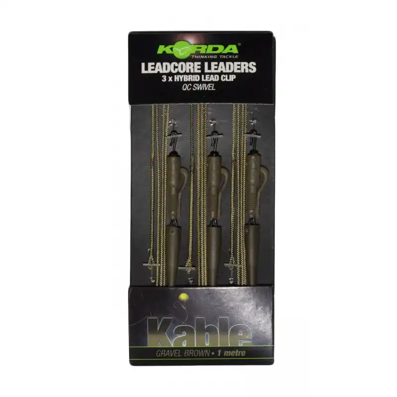 Authentique Lead Core Monté KORDA Leadcore Leader Hybrid Lead Clip QC Swivel Gravel Brown