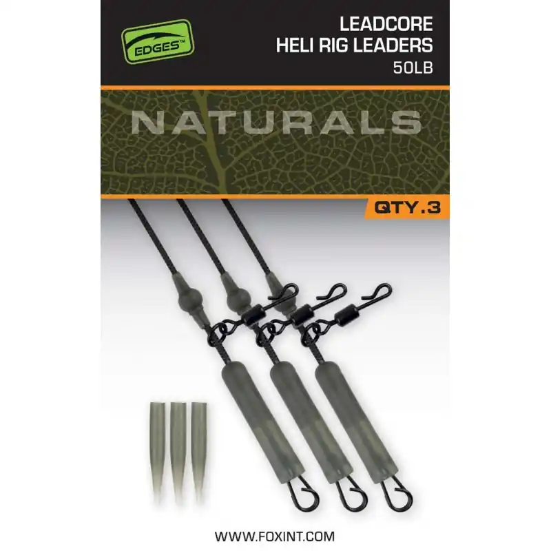 LeadCore Monté en Hélicoptère FOX Leadcore Heli Rig Leaders Naturals 50lb Prix Promo