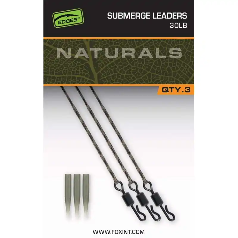 Haute Qualité LeadCore Monté FOX Submerge Leaders Naturals 40lb