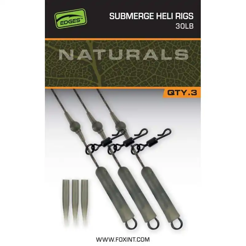 LeadCore Monté en Hélicoptère FOX Submerge Heli Rig Leaders Naturals 40lb Dernière Chance
