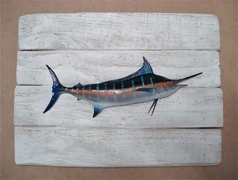 Quantité Limitée Sculpture Marlin Bleu sur Cadre