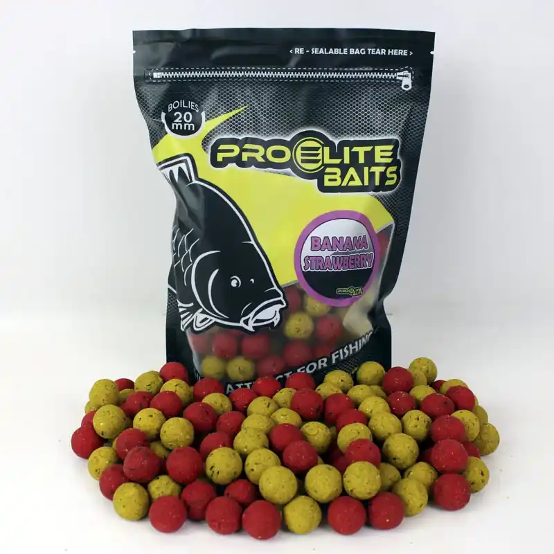Authentique Bouillettes Banana & Strawberry Classic PRO ELITE BAITS 2,5kg (Banane et Fraise)