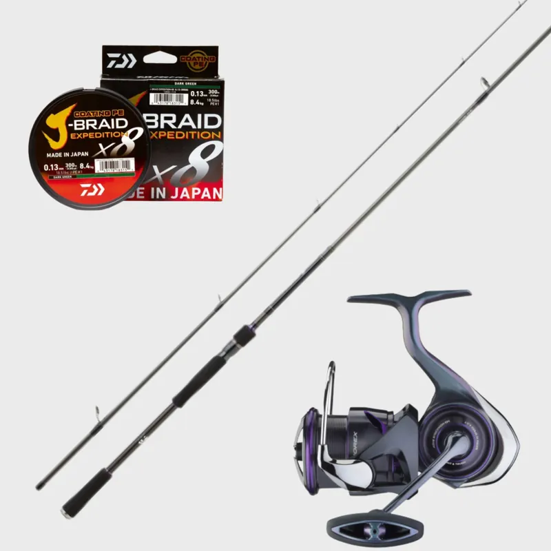 Canne Daiwa Prorex XR + Moulinet Daiwa Prorex MQ LT 2025 + Tresse Daiwa J-braid EXP Achat Immédiat