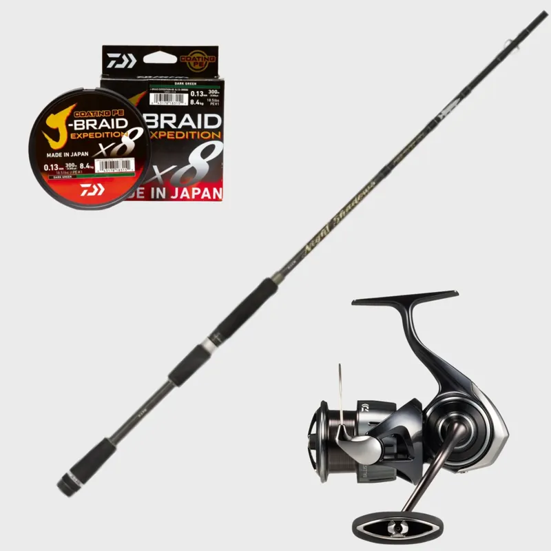 Canne Illex Night Shadows + moulinet Daiwa Ballistic 25 HD LT + Tresse J-braid EXP Quantité Limitée