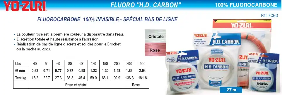 Fluorocarbone Yo-Zuri H.D. Carbon Cristal 27 m Seulement Aujourd'hui