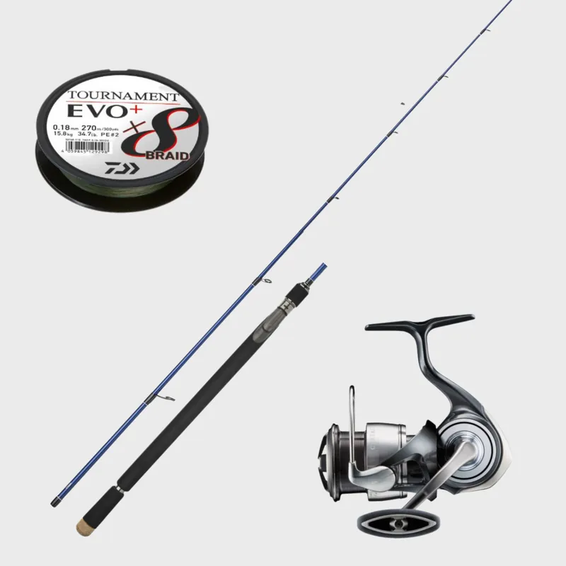 Canne DPSG Teignouse + Moulinet Daiwa Certate G LT 2024 + Tresse Daiwa Tournament 8 Braid Evo Meilleure Vente