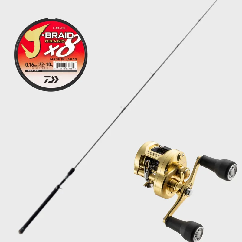 Canne Zenaq Glanz + Moulinet Shimano Calcutta Conquest MD + Tresse Daiwa J-braid Grand Bon Plan