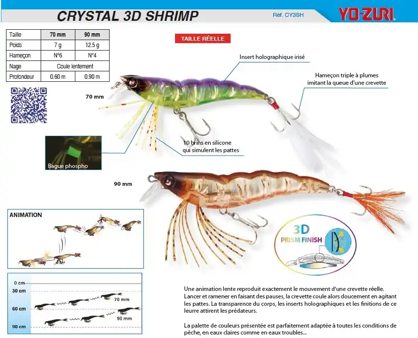 Satisfait Ou Remboursé Leurre Crystal 3D Shrimp Yo-Zuri 7 cm