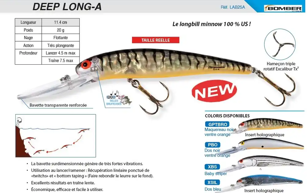 Must-Have Leurre Deep Long A Bomberlures 11.4 cm