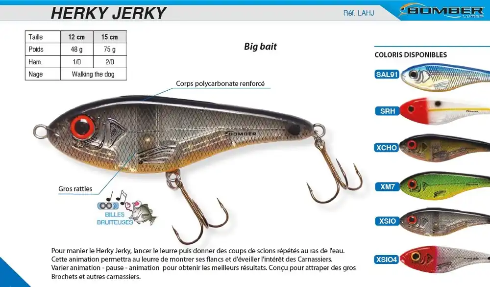 Leurre Herky Jerky Bomberlures 15 cm Meilleure Vente