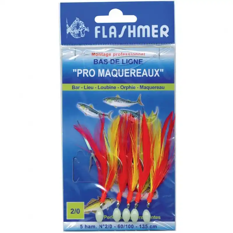 Bas de ligne Plumes de Mer Flashmer Pro Maquereaux Réduction