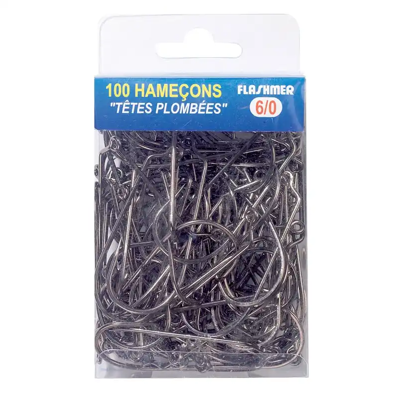 100 Hameçons 60° pour Têtes Plombées N°2/0 Vente Directe