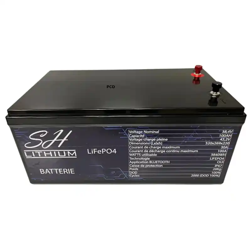 Batterie Caisse Lithium LifePo4 36V 150Ah Sh Lithium + Chargeur Must-Have