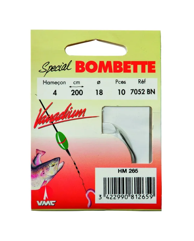 10 Hameçons montés Water Queen spécial Bombette 7052 BN 200 cm Usine Directe