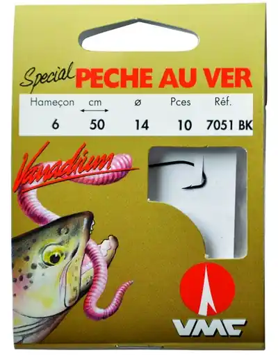 10 Hameçons montés Water Queen spécial pêche au ver 7051 BK 50 cm Meilleure Vente