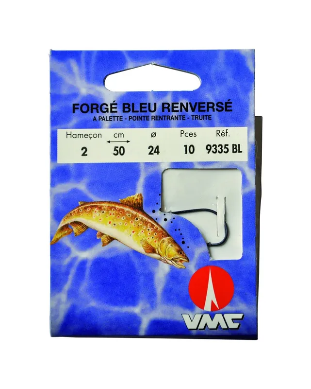 Acheter Direct Forgé bleu renversé 9335 BL 50 cm Hameçons N°5 sur Nylon 22/100
