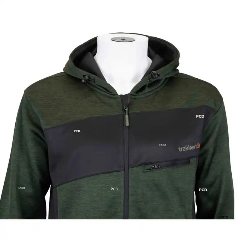 Sweat à Capuche Homme Kaki et Noir Trakker Marl Fleece Back Hoody Expédition Rapide