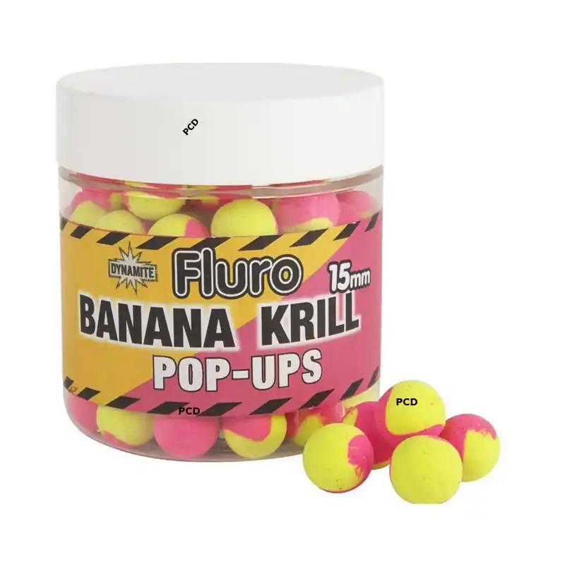 Soldes Bouillettes Flottantes Dynamite Baits Fluoro Two Tone Krill & Banana 15MM 120G