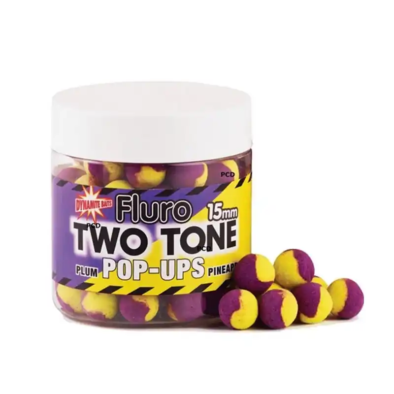 Nouveauté Bouillettes Flottantes Dynamite Baits Fluoro Two Tone Plum & Pineapple 15MM 120G