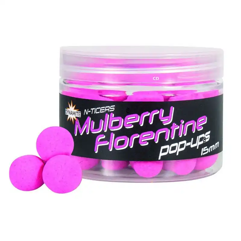 Bouillettes Flottantes Dynamite Baits N-Ticers Hookbaits Mulberry Florentine Pop-Ups 15MM 40G Produit De Marque