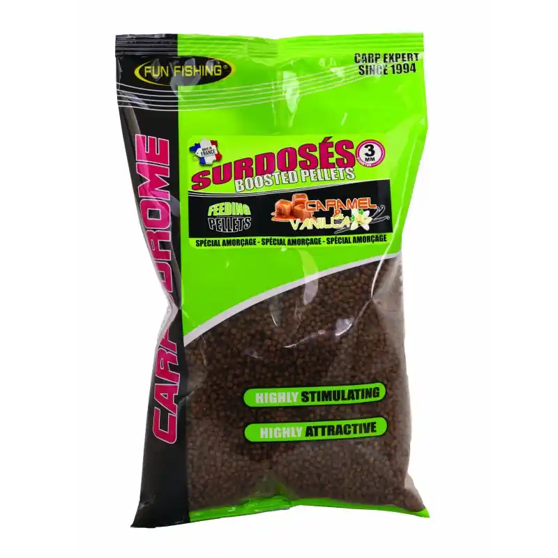 Seulement Aujourd'hui PELLETS SURDOSES - 700GR - 3MM - CARAMEL & VANILLA FUN FISHING