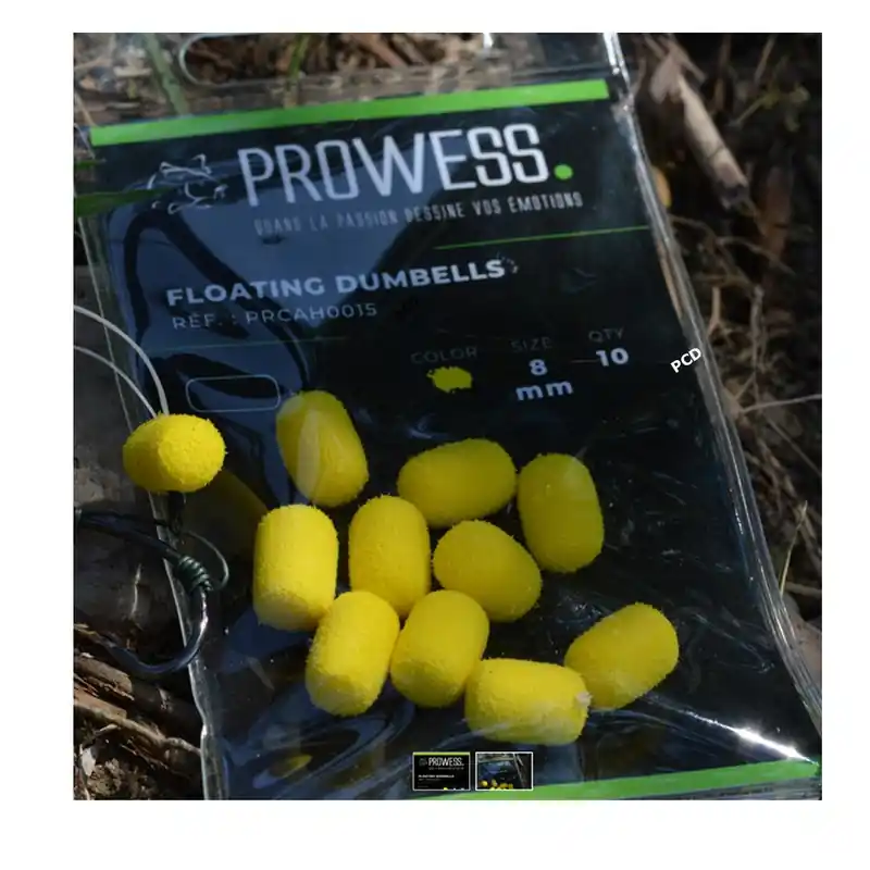 Appâts Artificiels Dumbells Flottant Prowess Eva Jaune 8x13MM Par 10 Commander Vite