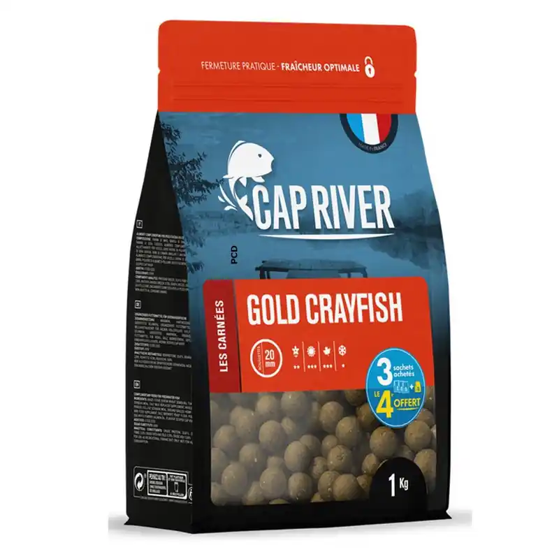 Certifié Bouillettes Amorçage Cap River Gold Crayfish 2KG500