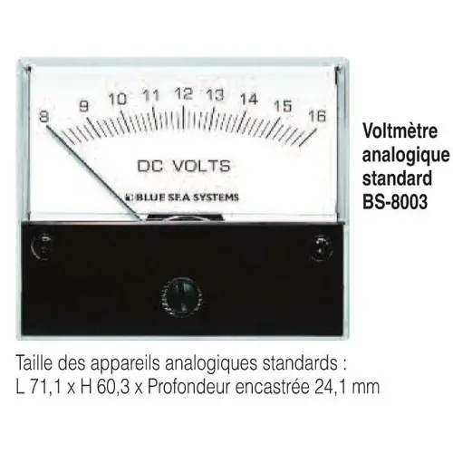 Commander Maintenant Blue Sea- Micro-Voltmètre analogique 8-16Vcc, taille 4