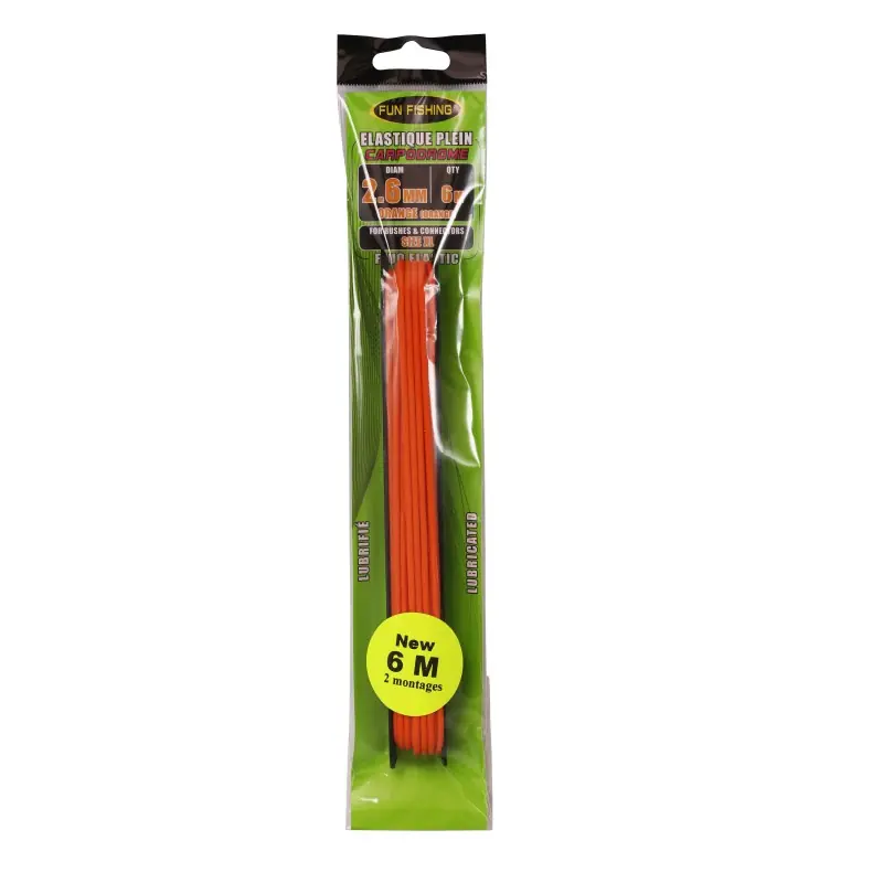 Quantité Limitée ELASTIQUE PLEIN - 6M - 2,6MM - ORANGE FUN FISHING