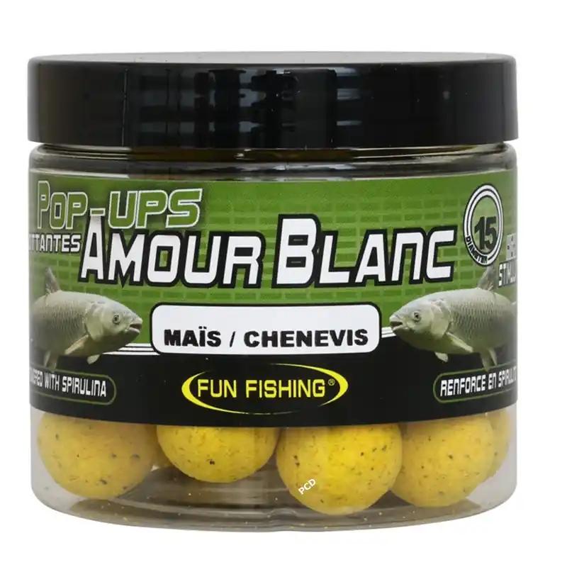 Bouillettes Flottantes Fun Fishing 60G Maïs/Chenevis Amour Blanc Pop Ups Livraison Express