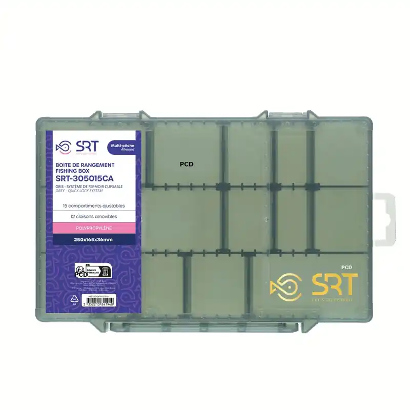 Boîte SRT Polypropylène Gris Fumé 15 Compartiments 305015 CA Retour Gratuit