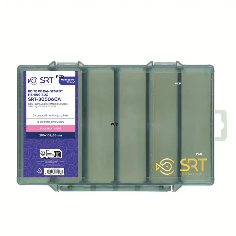 Boîte SRT Polypropylène Gris Fumé 6 Compartiments 30506 CA Authentique