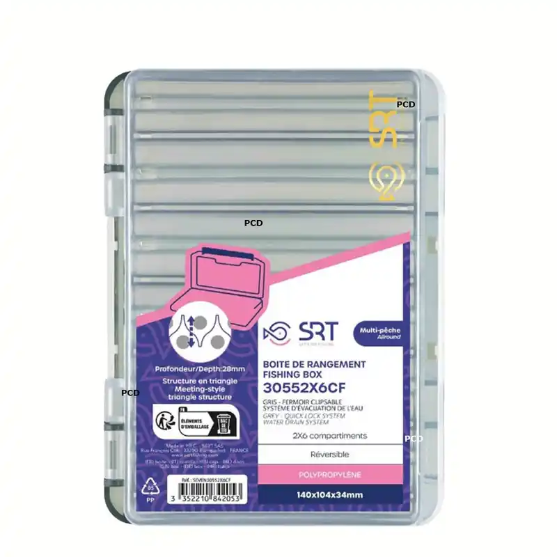 Boîte SRT Polypropylène Gris Fumé 12 Compartiments 30552X6 CF Solde