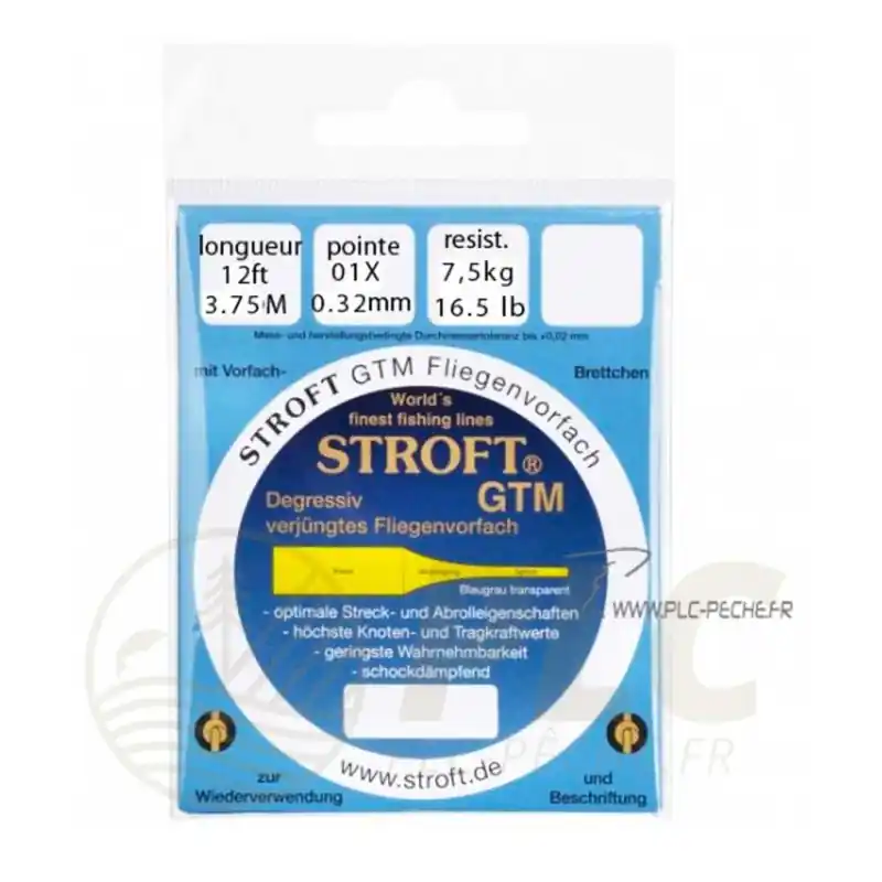 Bas de ligne STROFT gtm saumon/steelhead 12‘ (3,75m) Solde