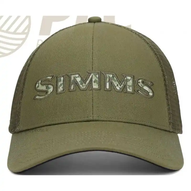 Casquette SIMMS Single Haul Trucker Back Eddy Camo Fill Loden Solde