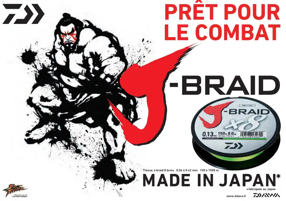 Tresse Daiwa J Braid 8 brins 500 m verte Commander Vite