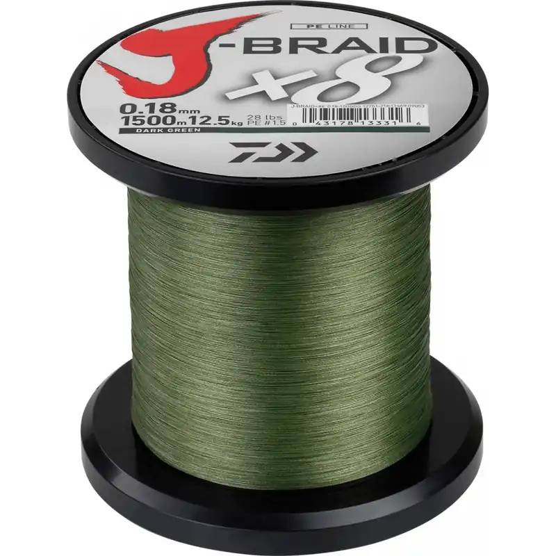 Tresse Daiwa J Braid 8 brins 1500 m Verte Produit De Marque