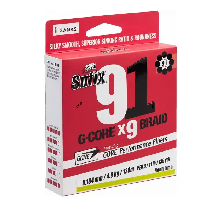 Tresse Sufix 91 G-Core Lo-Vis Green 100M Achat Immédiat