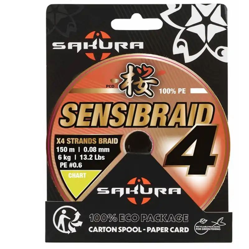 Tresse Sakura Sensibraid 4X Chartreuse 150M Nouvelle Collection