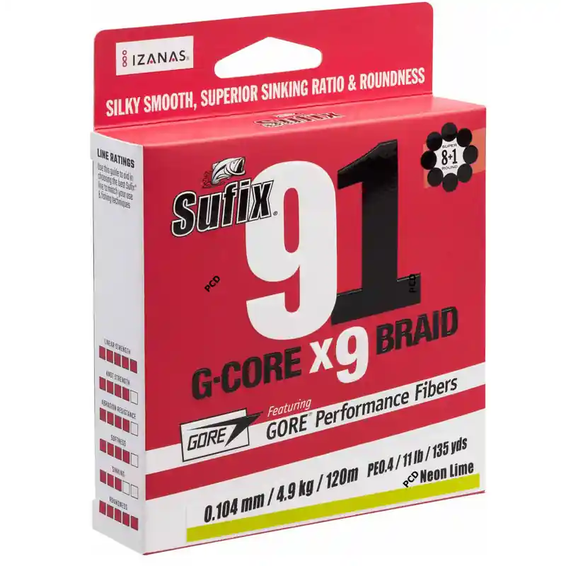 Tresse Sufix 91 G-Core Lo-Vis Green 135M Soldes