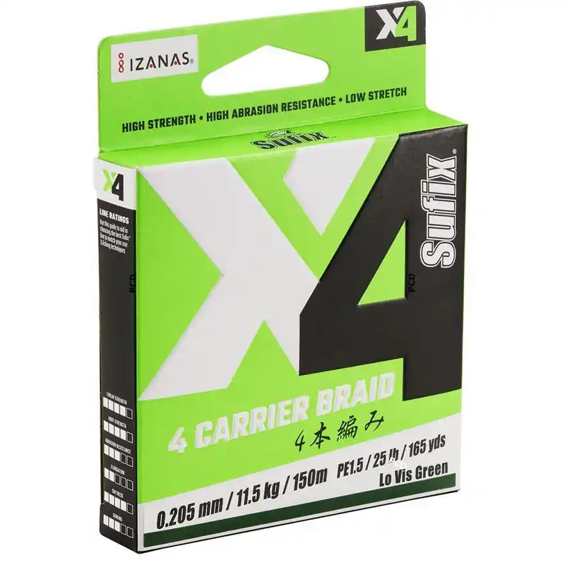 Tresse Sufix X4 Braid Lo Vis Green 150M Usine Directe
