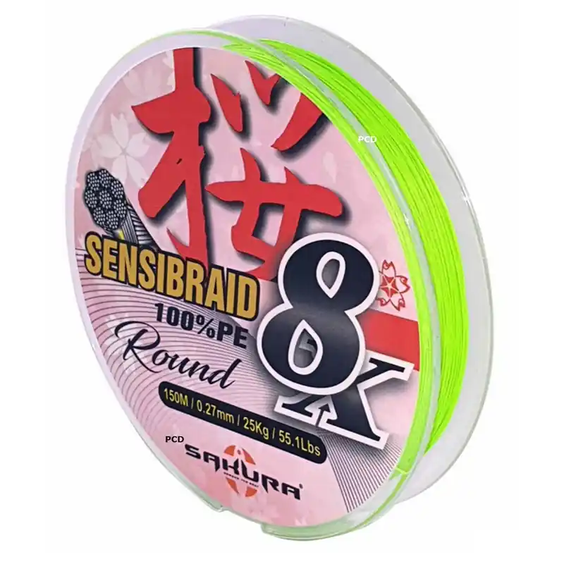 Acheter Direct Tresse Ronde Sakura Sensibraid 8X Chartreuse 150M