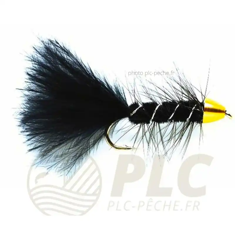 Prix Réduit Mouche Streamer FULLING MILL Golden Bullet Bugger Black
