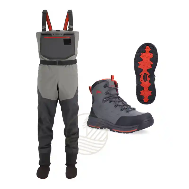 Authentique Pack SIMMS Waders Freestone Smoke XL + Chaussures 48 Freestone Gunmetal Rubber T48